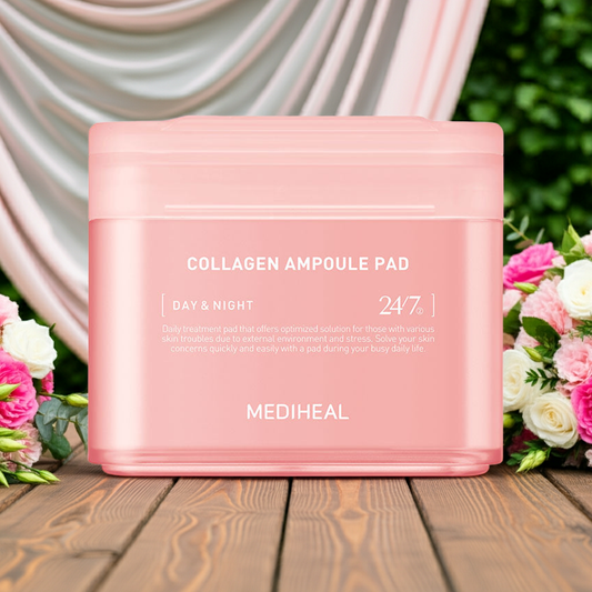 MEDIHEAL Collagen Ampoule Pad 170ml / 100pads for ALL Skin Types, Vegan Fibers