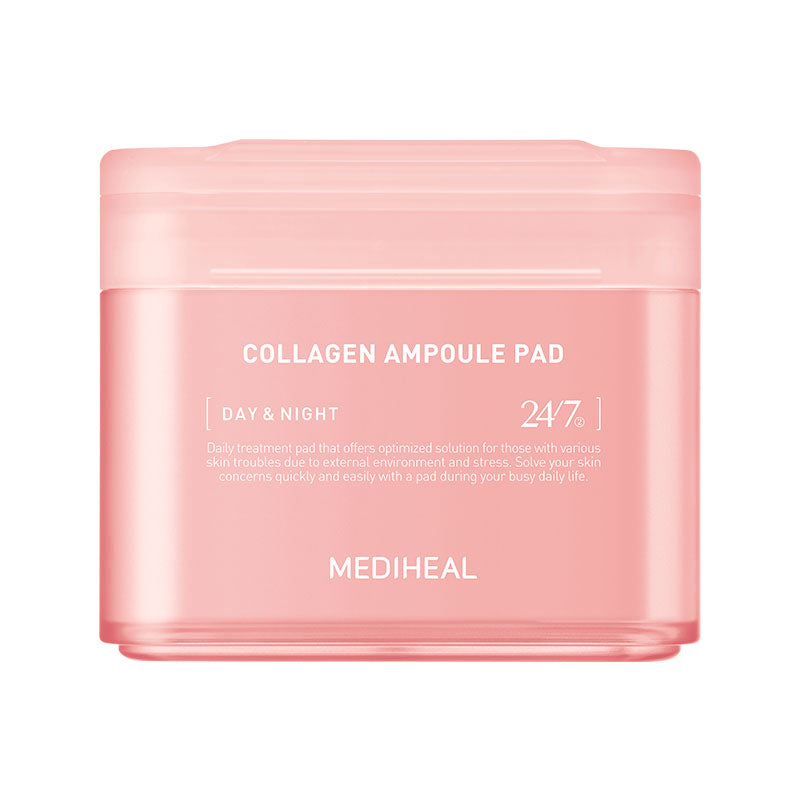 MEDIHEAL Collagen Ampoule Pad 170ml / 100pads for ALL Skin Types, Vegan Fibers
